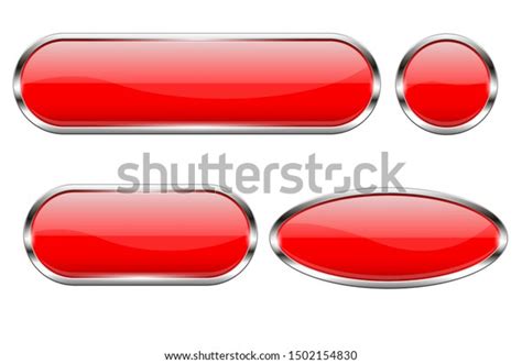 Red Glass Buttons Set 3d Shiny Stock Vector Royalty Free 1502154830