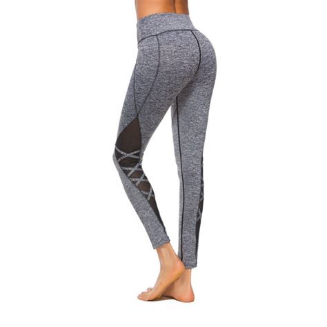 Ovesport Sexy Mesh Patchwork Yoga Pants High Waist Sport Trousers For Women Fitness Workout