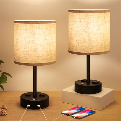Bedroom Lamps Usb Nightstand Lamp Dimmable Bedside Lamps Set Of 2