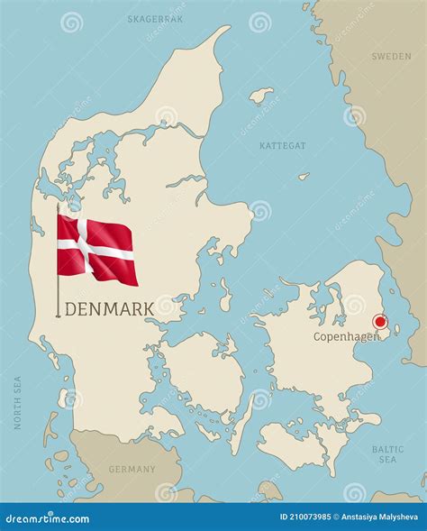 Denmark Highly Detailed Map With Territory Borders Stock Vector