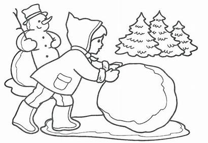 Coloring Winter Snowball Pages Outline Drawing Tree