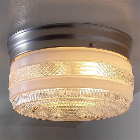 I have a low dinning room ceiling so i wanted something smaller but still had a lot of character and this is perfect! Flush Mount Utility Ceiling Light Fixture. Vintage Glass ...