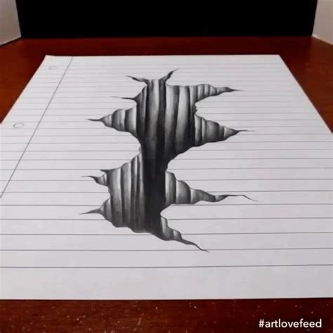 Drawing Drawings On Lined Paper Paper Drawing 3d Art Drawing