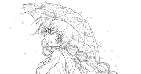 Coloring Page World Umbrella Girl Portrait