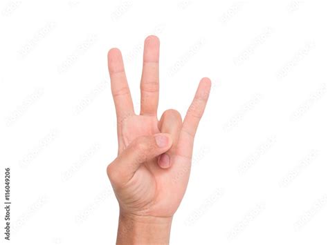 A Hand Sign Of 3 Fingers Point Upward Meaning Three Third Etc With