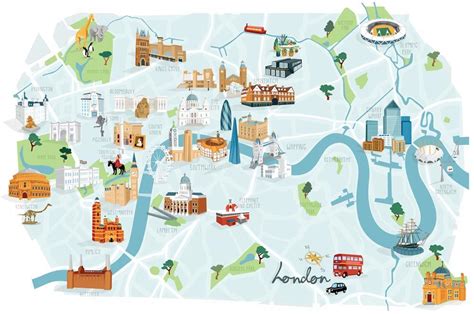 London Map Illustration Uk London Map Print London