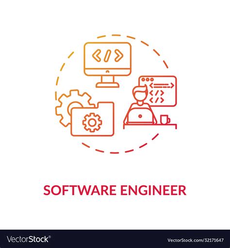 Software Engineer Red Gradient Concept Icon Vector Image