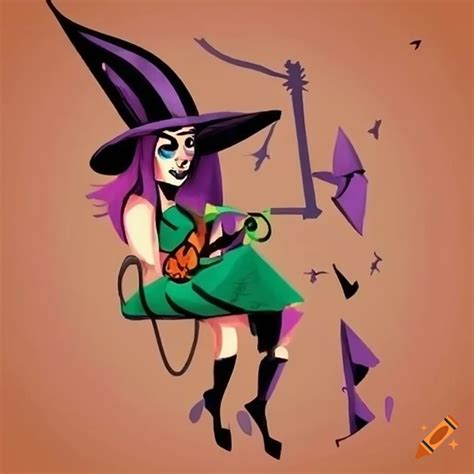 Halloween Witch In Picasso Style