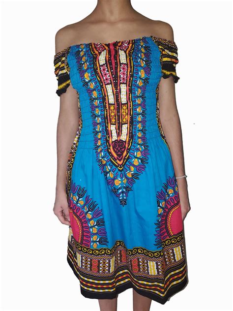 Off The Shoulder African Print Dashiki Dress Tootoolbay