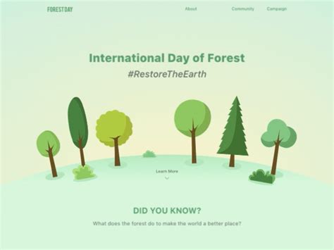 The Landing Page For An International Day Of Forest