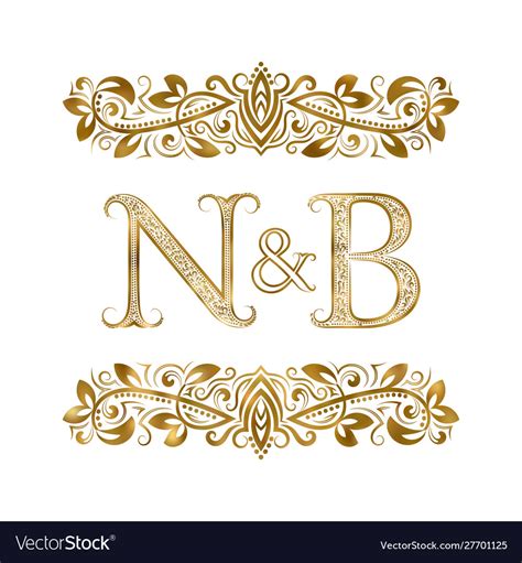 n and b vintage initials logo symbol letters vector image