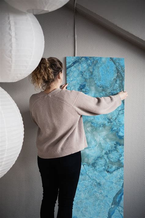 Ocean Blue Mermaid Marble Wallpaper Happywall