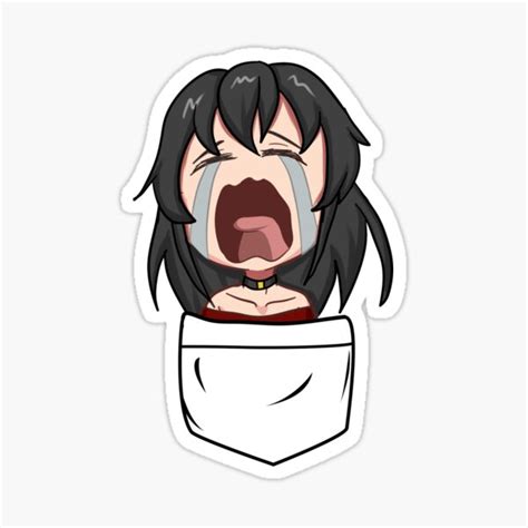 Crying Pocket Girl Chibi Anime Cute Emote Sticker For Sale By