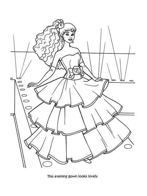 Evening Gown Fashion Model Coloring Page Coloring Sky