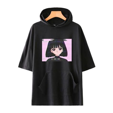 Sad Girl Retro Japan Anime Vaporwave Hoodies T Shirt Aesthetic