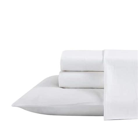 Nautica Oceane Solid White 4 Piece T300 Cotton King Sheet Set Ushsa01167877
