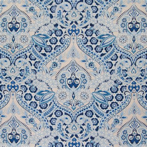 ocean blue paisley cotton upholstery fabric