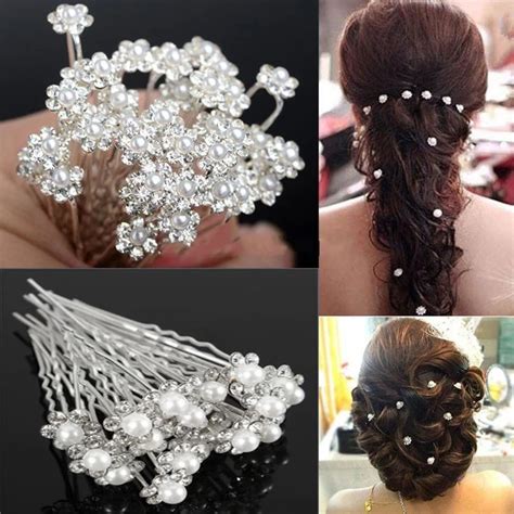 40pcslot Women Beautiful Wedding Bridal Crystal Rhinestone Pearl Flower Hair Pin Clips Hair