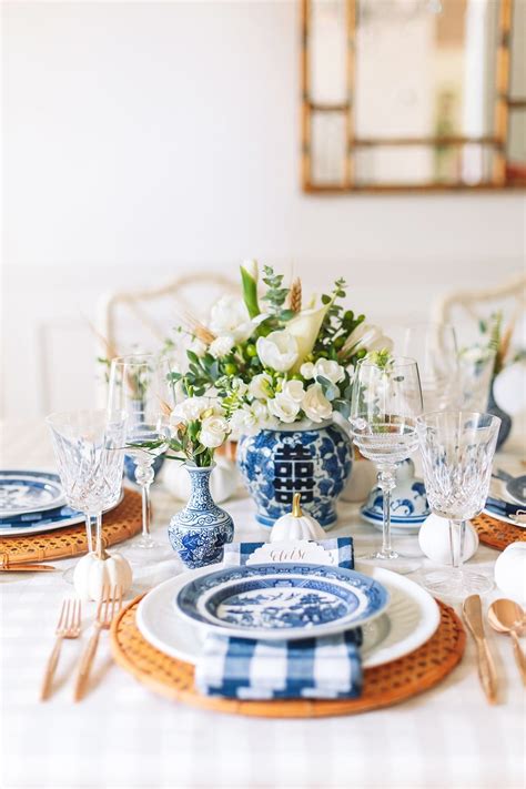 Fall Decor Style A Gorgeous Blue And White Fall Tablescape Pizzazzerie