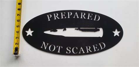 prepared not scared black metal sign home defense gun etsy