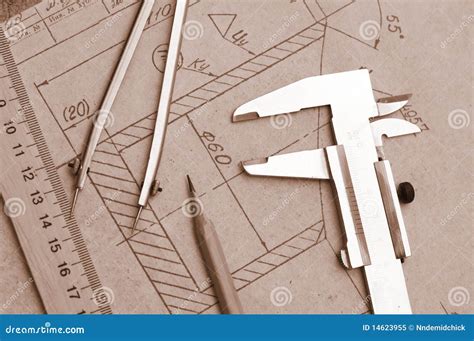 Engineer Drawing And Tools Stock Image Image Of Designer 14623955
