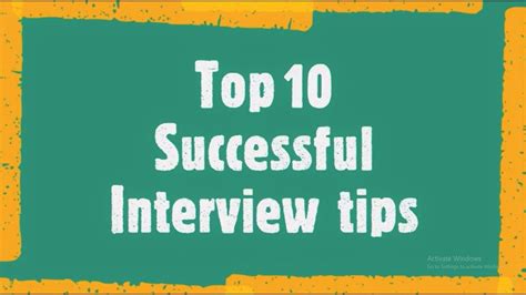 Top 10 Interview Tips Youtube