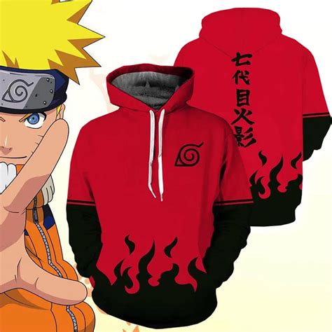 Anime Hokage Ninjia Hoodie Sweater Naruto Uzumak Long Sleeve Pullovers
