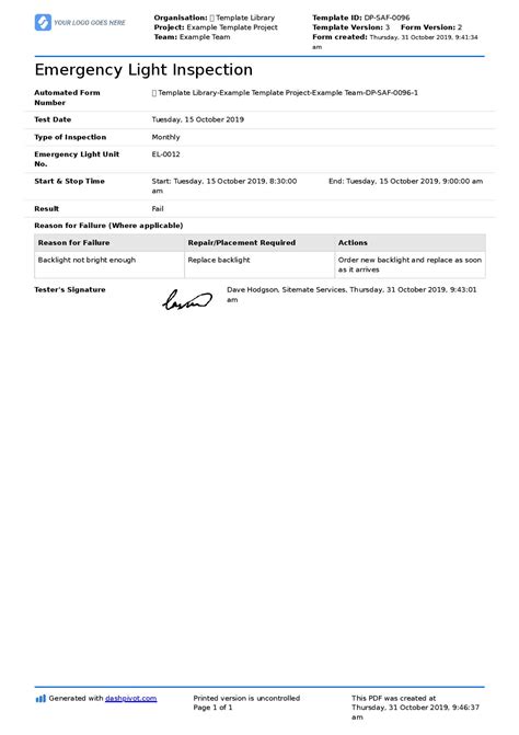 Fill out, securely sign, print or email your emergency contact babysitter editable form instantly with signnow. Emergency Light Inspection Form (Free editable template)