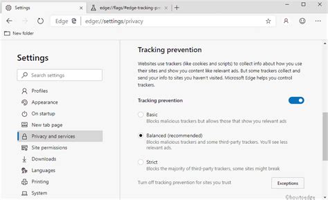 How To Enable Tracking Prevention Settings In Chromium Edge Howtoedge