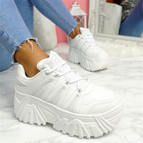 Womens Ladies Lace Up Chunky Platform Trainers Women Sneakers Party Shoes Size Ebay