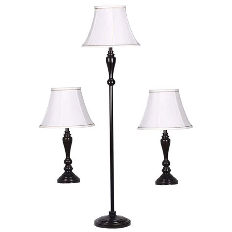 Adesso 3 Piece Dark Bronze Floor And Table Lamp Set 1558 01 The Home