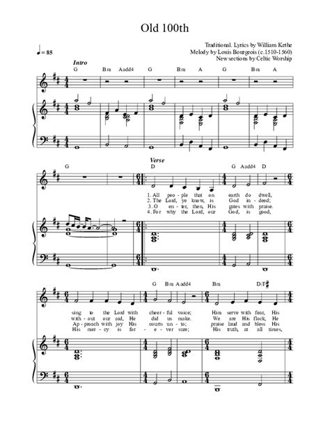 Old 100th Sheet Music Pdf Celtic Worship Praisecharts