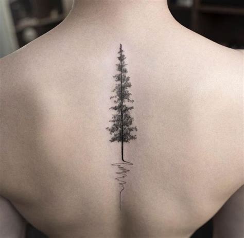 Beautiful Nature Pine Evergreen Tree Spine Tattoo Ideas For Women At