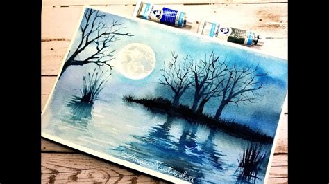 Easy Monochrome Landscape Watercolor Painting Watercolor For