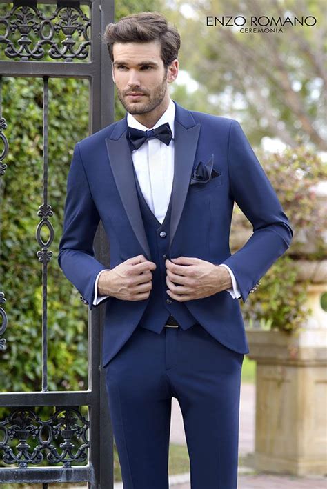 Enzo Romano Esmoquin Para Novio Traje De Novio Azul Traje Para Boda