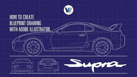 Toyota Supra 1996create Blueprint Drawing With Adobe Illustrator Youtube