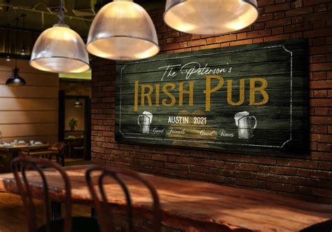 Personalized Irish Pub Sign Custom Bar Large Canvas Wall Art Etsy