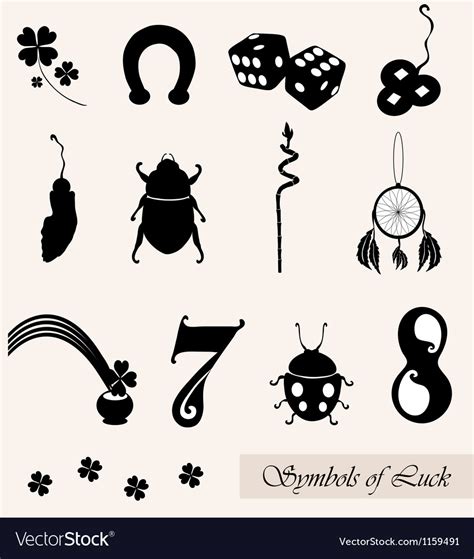 Luck Symbols Set Royalty Free Vector Image Vectorstock