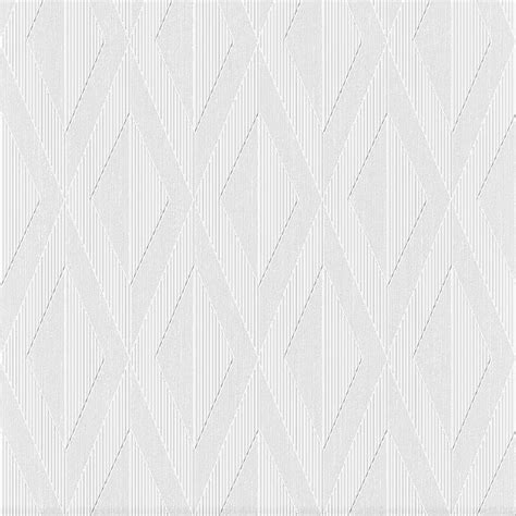 Paintable White Blown Vinyl Wallpaper Geometric Traditional Textured