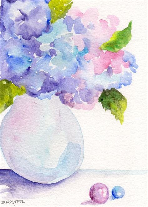 Hydrangeas Painting Art In Vase Original By Sharonfosterart