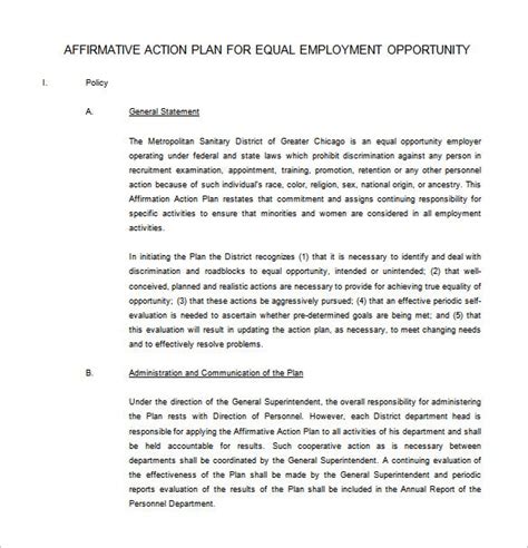 Affirmative Action Plan Template For Small Business The Best Template