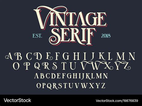 Vintage Serif Lettering Font Royalty Free Vector Image
