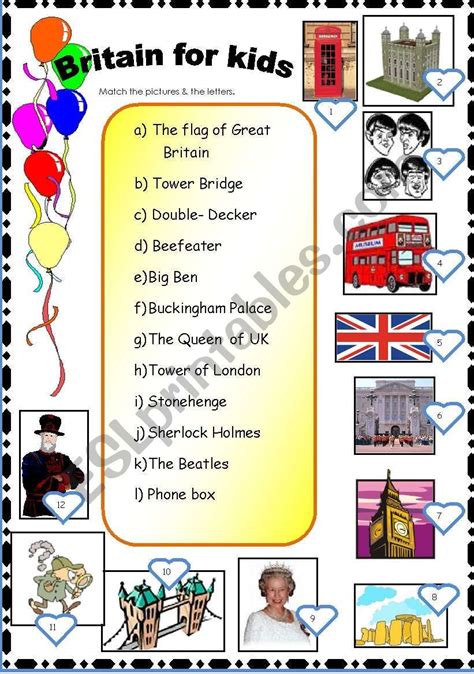 Great Britain For Kids Matching 10808 Reading Comprehension
