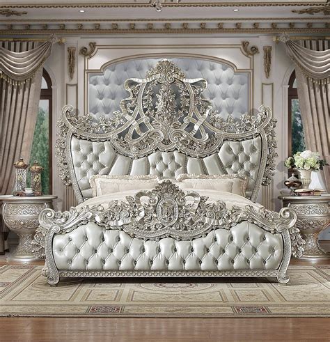 Buy Homey Design Hd 8088 King Sleigh Bedroom Set 6 Pcs In Silver