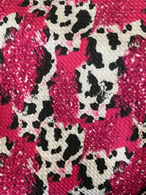 Pink Cow Faux Glitter Ready To Ship Bullet Knit Fabric Etsy