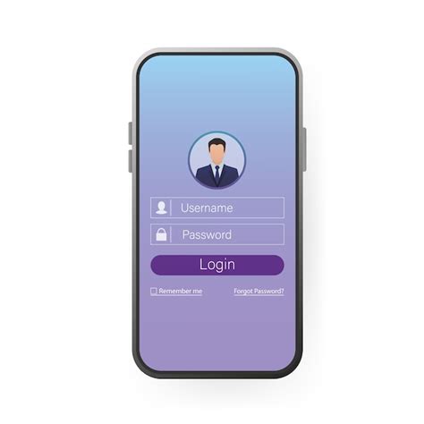 Smartphone De Login Do Usuário Para O Site Interface Do Usuário Da