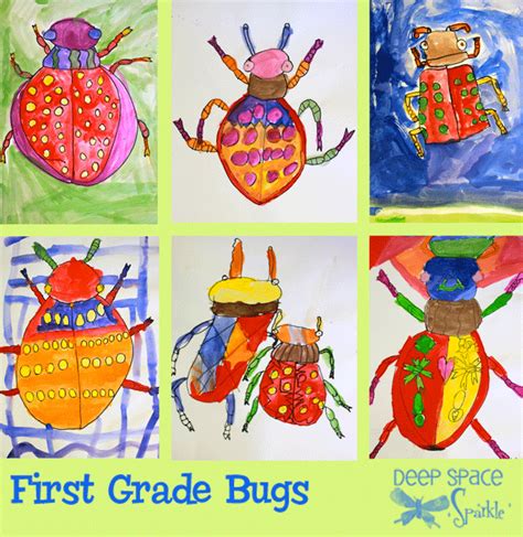 Bug Paintings Deep Space Sparkle First Grade Art Kindergarten Art