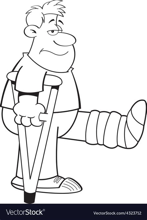 Cartoon Man On Crutches Royalty Free Vector Image