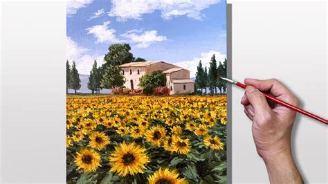 Acrylic Painting Sunflower Farm Landscape YouTube