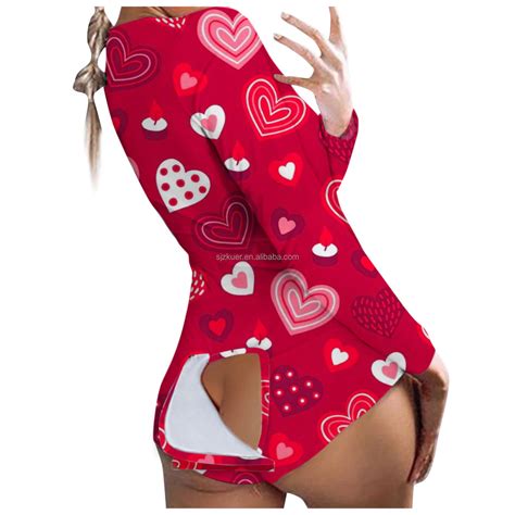 Sexy Women Onesie With Heart Printed Sexy Pajamas Women S
